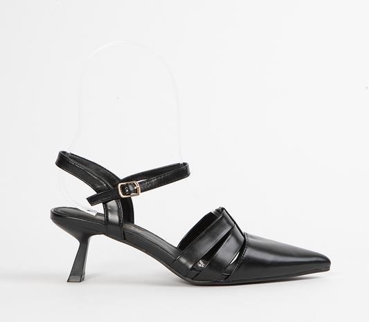 Black Kitten Heel Sandals for Women