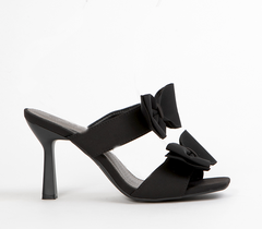 Black Stiletto Mule Heels for Women