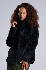 Black Faux Fur Coat for Women – Collared Winter Coat | Rage
