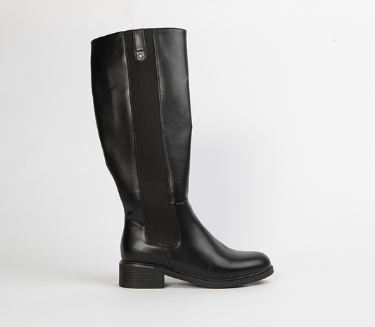 Block heeled long boot