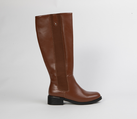 Tan Knee High Heeled Boots for Women