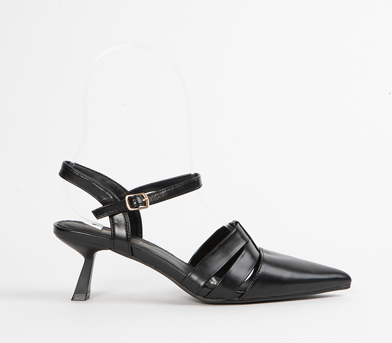 Black Kitten Heel Sandals for Women
