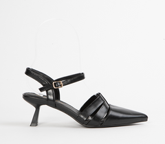 Black Kitten Heel Sandals for Women