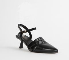 Black Kitten Heel Sandals for Women