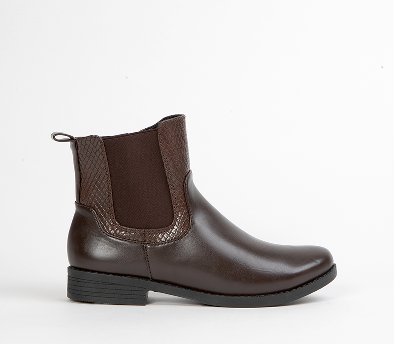 Brown flat ankle boot for Women