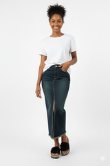 T-stained denim skirt