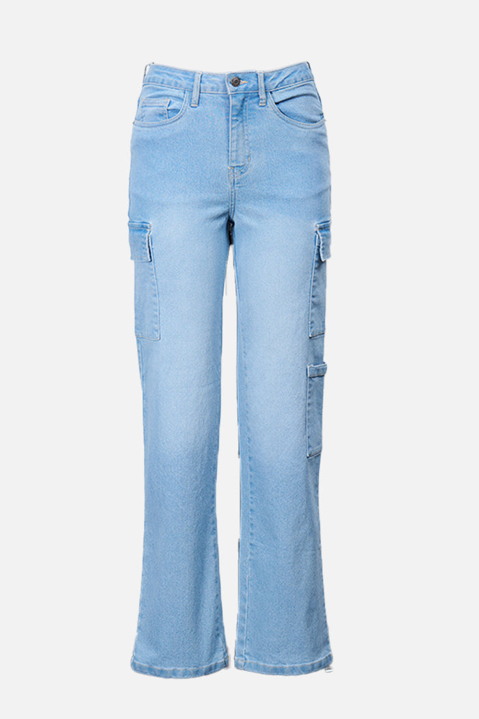 Straight Leg Cargo Jeans