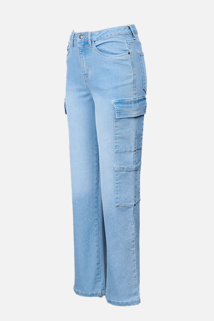 Straight Leg Cargo Jeans