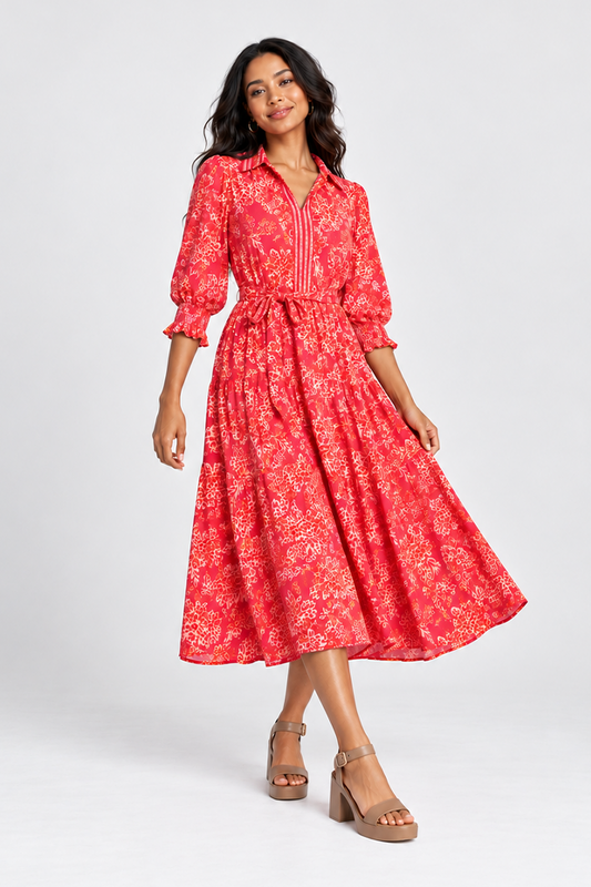 Sleeved midi dress