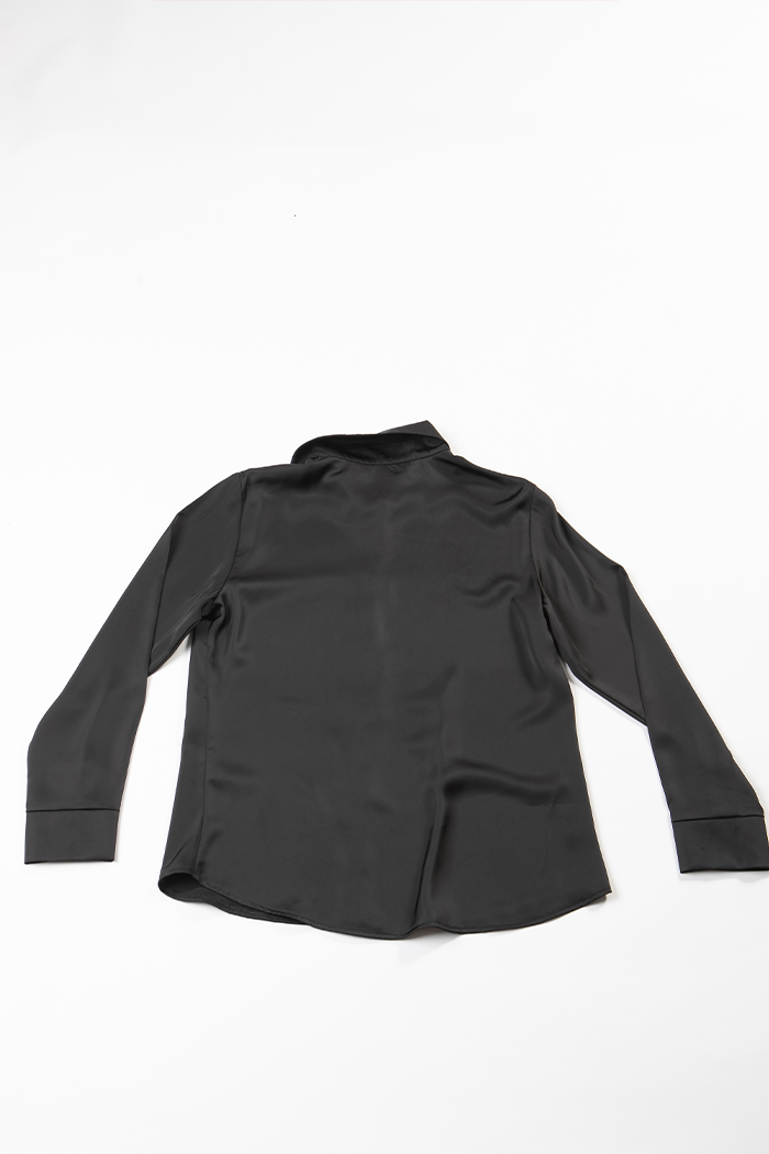 Black Satin Shirt for Women – Long Sleeve Button-Up | Rage