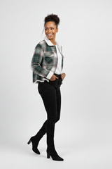 Checkered sherpa jacket for women plaid winter jacket