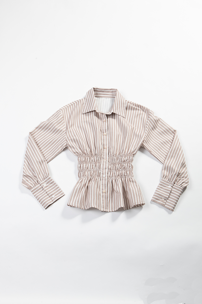 Striped Blouse for Women – Long Sleeve Cinched Waist Shirt | Rage