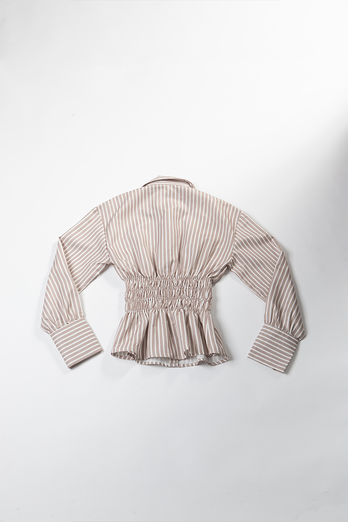 Striped Blouse for Women – Long Sleeve Cinched Waist Shirt | Rage