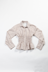 Striped Blouse for Women – Long Sleeve Cinched Waist Shirt | Rage