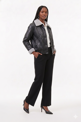 Faux Leather Jacket for Women – Fur Detail Bomber Jacket | Rage