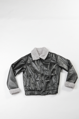 Faux Leather Jacket for Women – Fur Detail Bomber Jacket | Rage