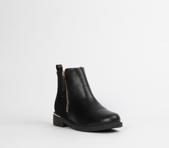 Black Flat Ankle Boots for Women