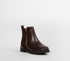 Brown flat ankle boot for Women