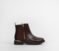 Brown flat ankle boot for Women
