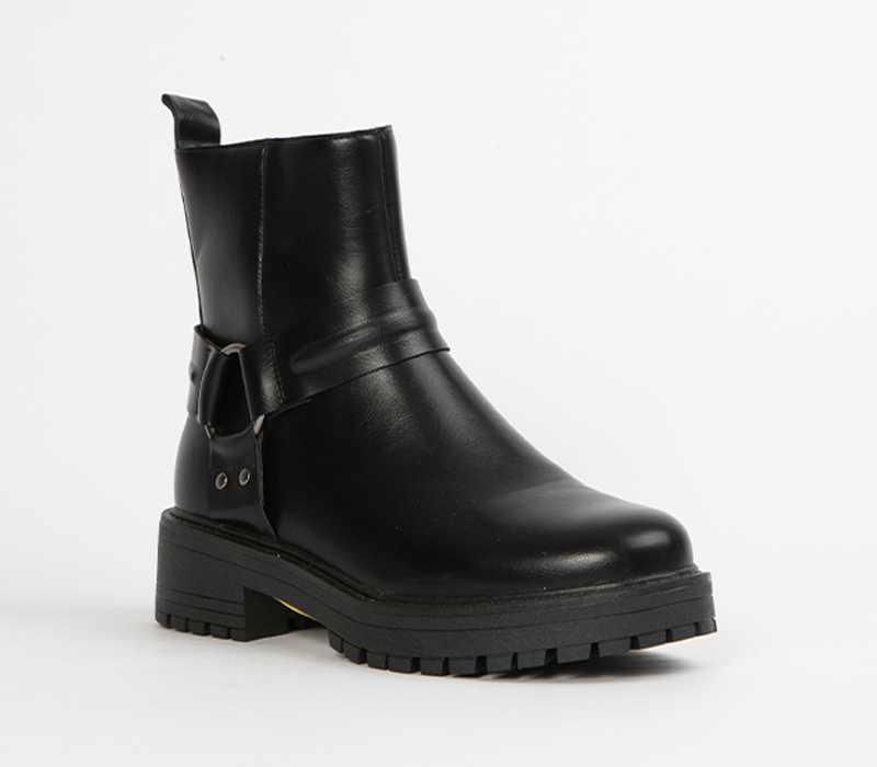 Black Chunky Ankle Boots for Women