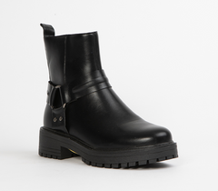 Black Chunky Ankle Boots for Women