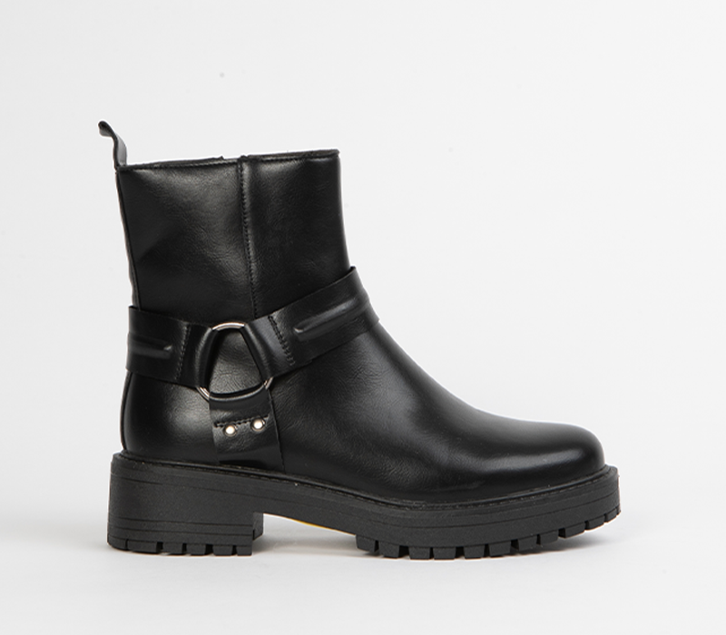 Black Chunky Ankle Boots for Women