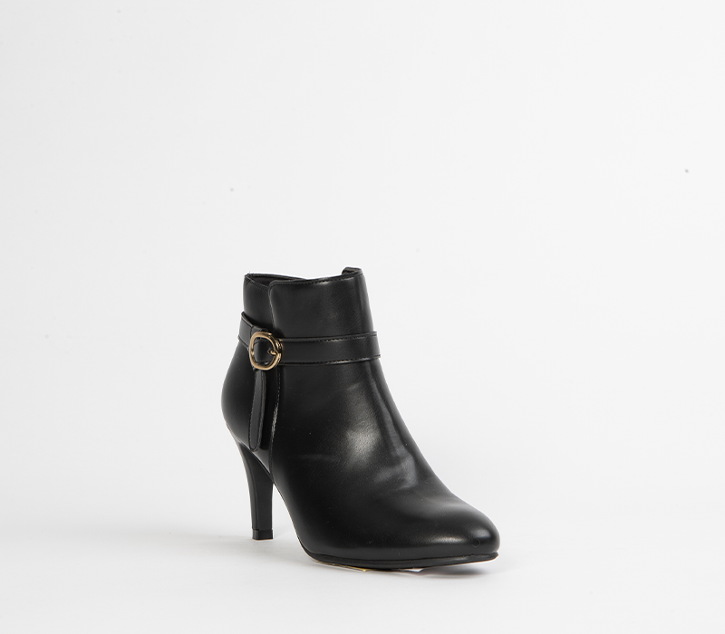 Black Pointed Toe Stiletto Ankle Boots for Women