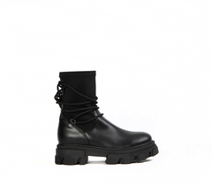 Black Chunky Ankle Boots for Women