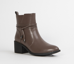Brown Block Heeled Ankle Boots for Women