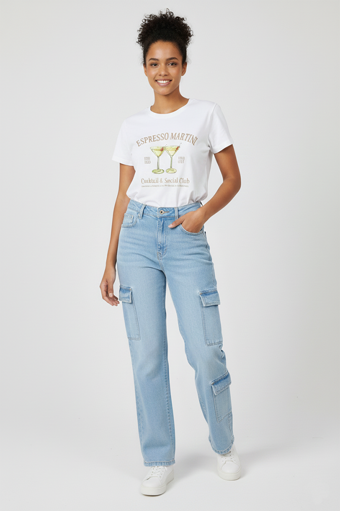 Straight Leg Cargo Jeans