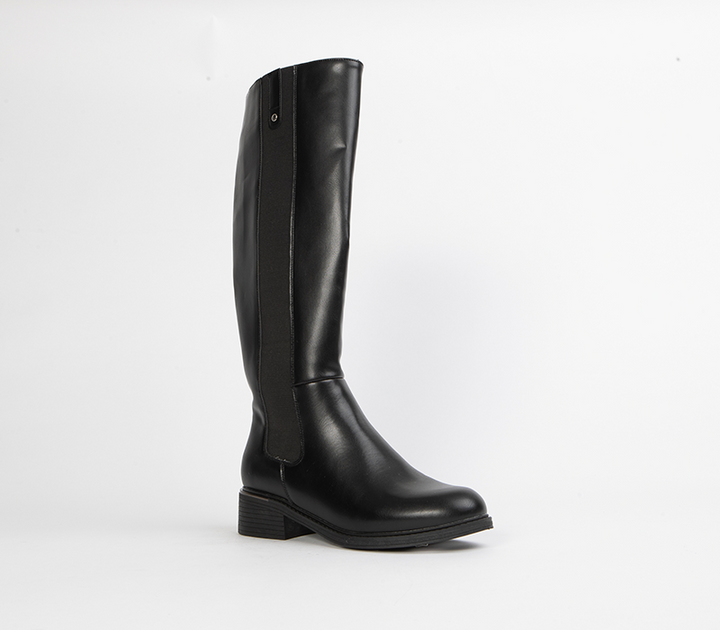 Block heeled long boot